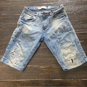 Evolution in Design Denim Shorts Boys Size 14 Distressed Paint Splatter